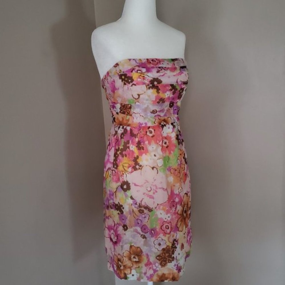 J. Crew Floral Watercolor Strapless Dress Size 0 - Picture 5 of 8